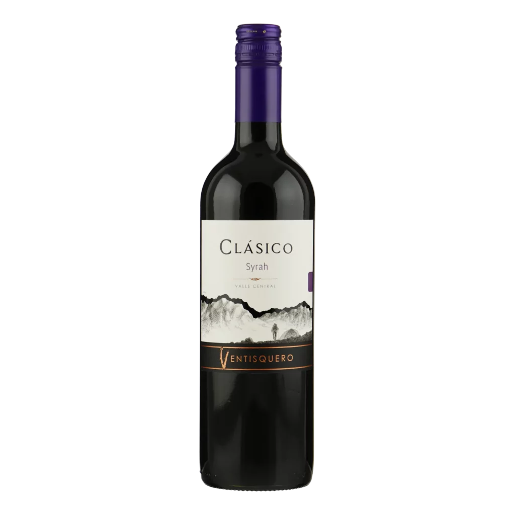 Bottle of Ventisquero Clásico Syrah 0.75 L — deep red wine bottle with Viña Ventisquero label.